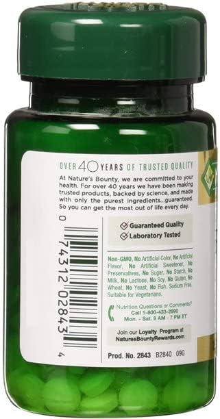 Suplemento de Ácido Fólico 800 mcg Nature's Bounty, 250 Tabletas
