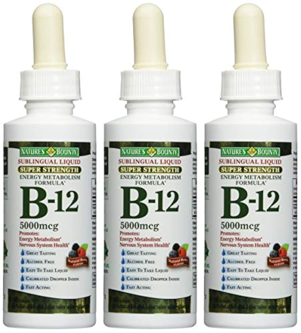 Nature's Bounty B-12 5000 mcg Sublingual Liquid Energy Health 2 oz (Paquete de 3)