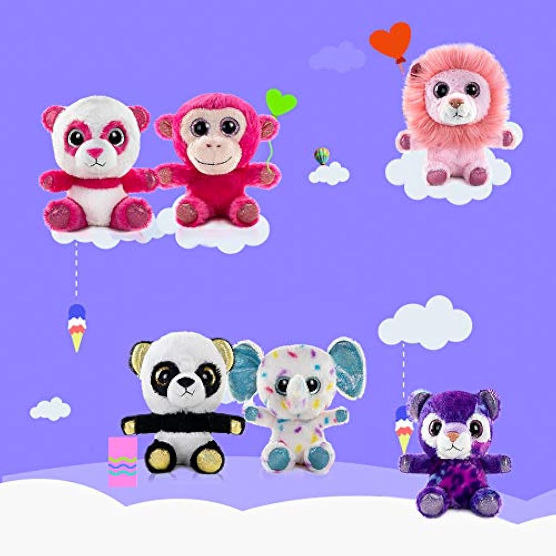 Juego de juguetes de peluche de 7 pulgadas con animales de zoológico