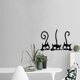 Calcomanías de arte de pared de tres gatos para dormitorio sala de estar, cafetería, calcomanías decorativas extraíbles (pequeño)