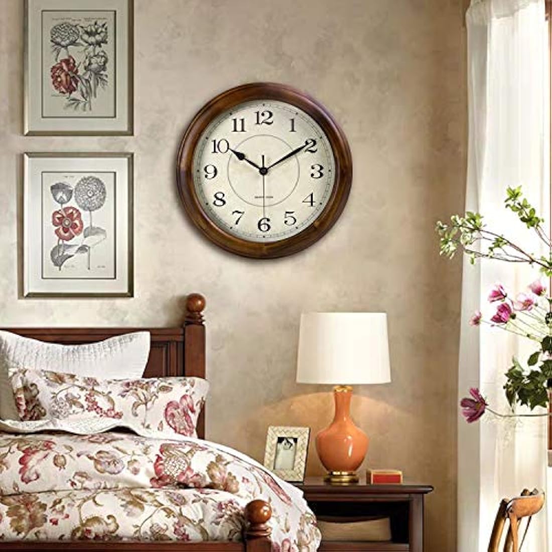 Reloj de pared de madera de 14.0 in, silencioso