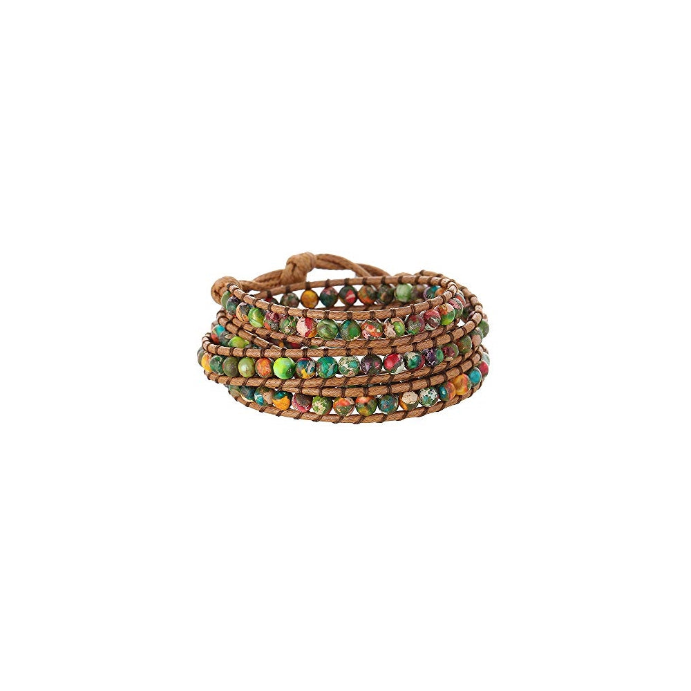 Pulseras y tobilleras de jaspe imperial hechas a mano