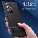 ESR Funda de metal con función atril compatible con Samsung Galaxy S22 Ultra (6.8 pulgadas) (2022), soporte patentado versátil, cubierta trasera delgada y flexible, color negro