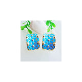 Aretes de estilo arco iris cuadrados chapados en oro
