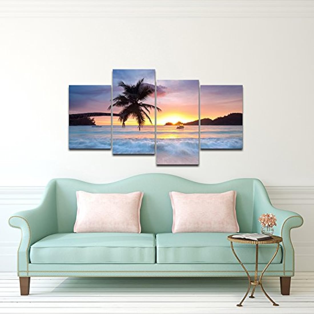Playa tema 4 paneles Giclee Lienzos Sobre lona de paisaje