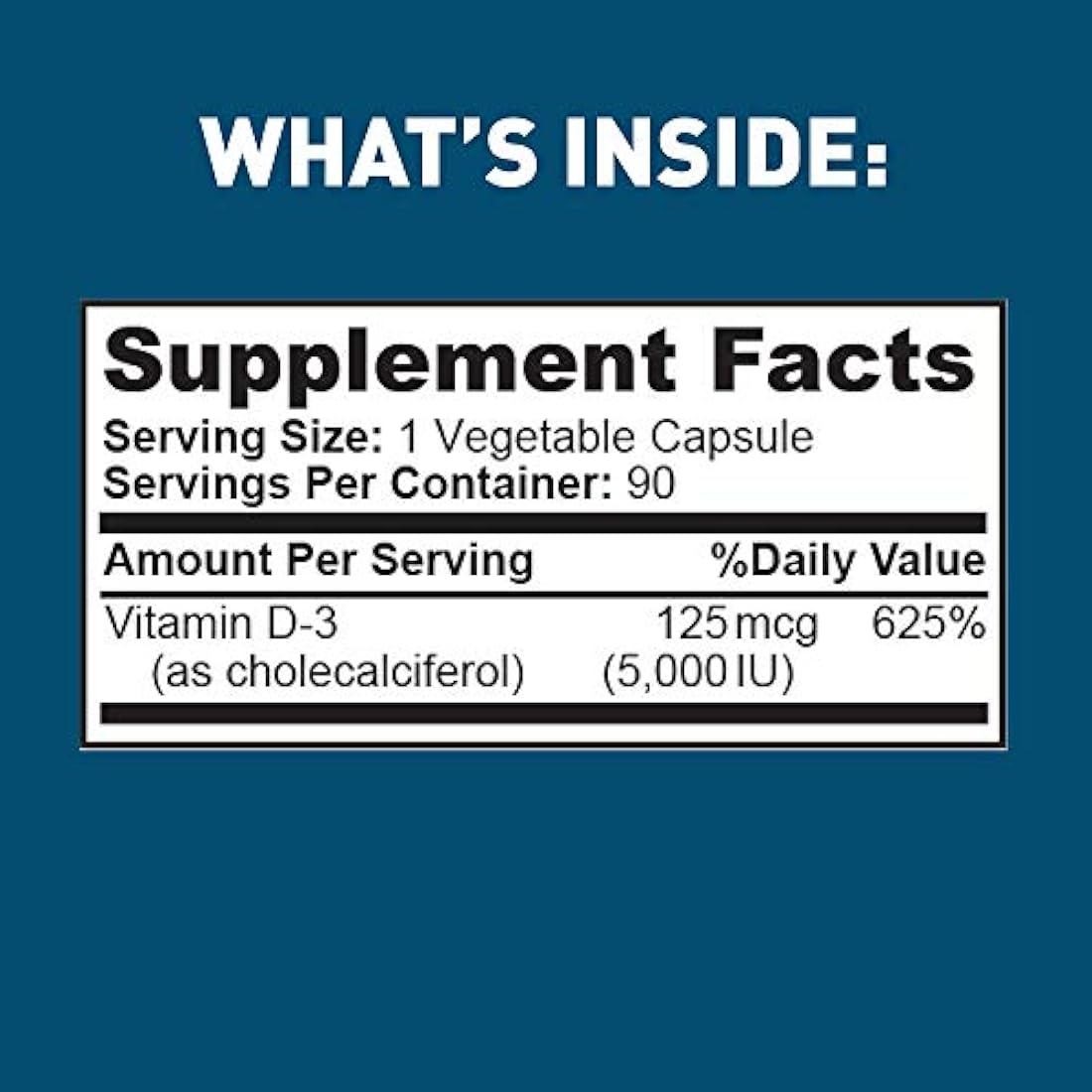 Vitamina D3  5000 IU libre de gelatina con antioxidantes