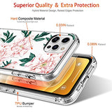 GiiKa Funda para iPhone 12 Pro Max con protector de pantalla, transparente de cuerpo completo a prueba de golpes de protección floral para niñas y mujeres con carcasa rígida de TPU para iPhone 12 Pro Max, flores rosas