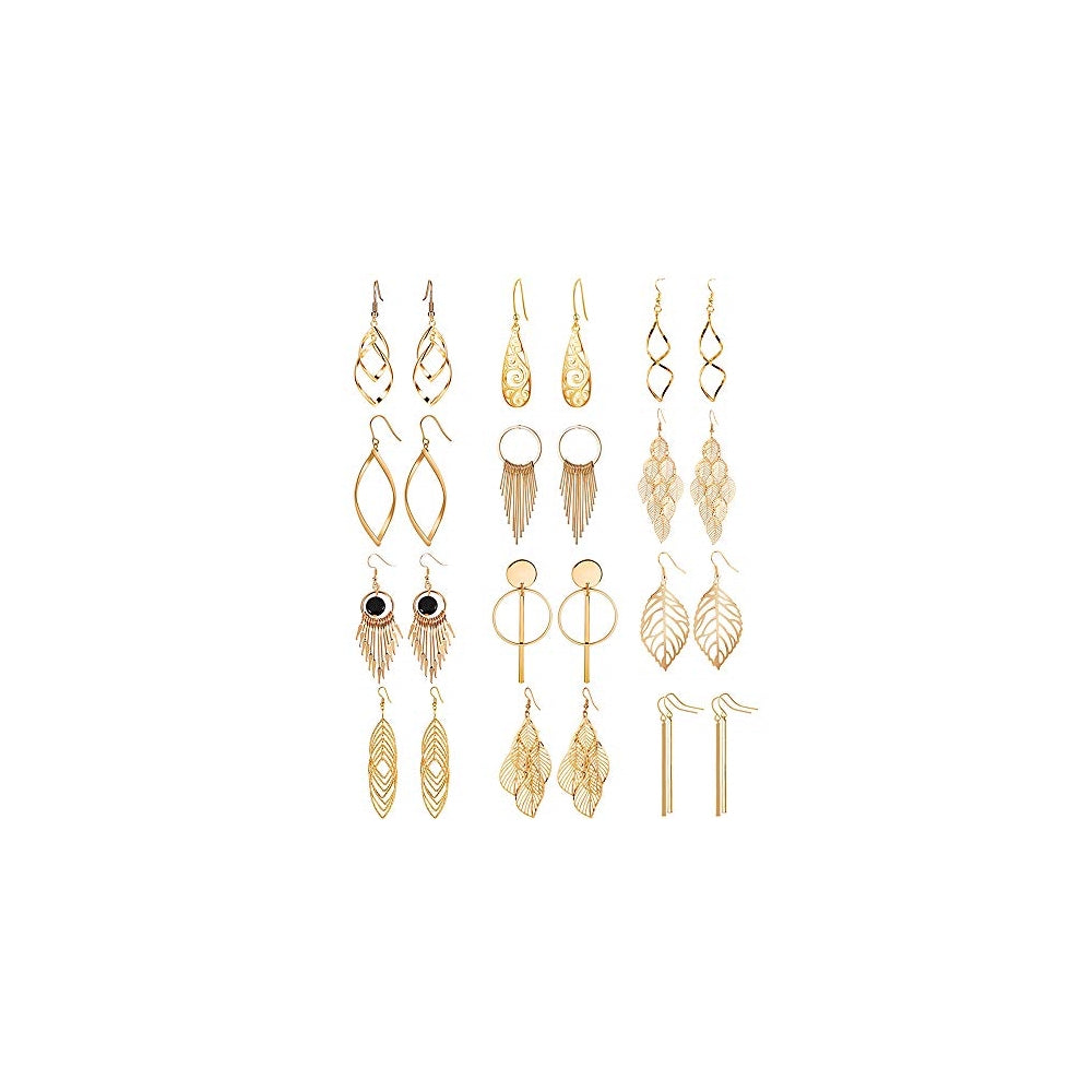 Aretes colgantes bohemio 12 pares para mujeres y niñas