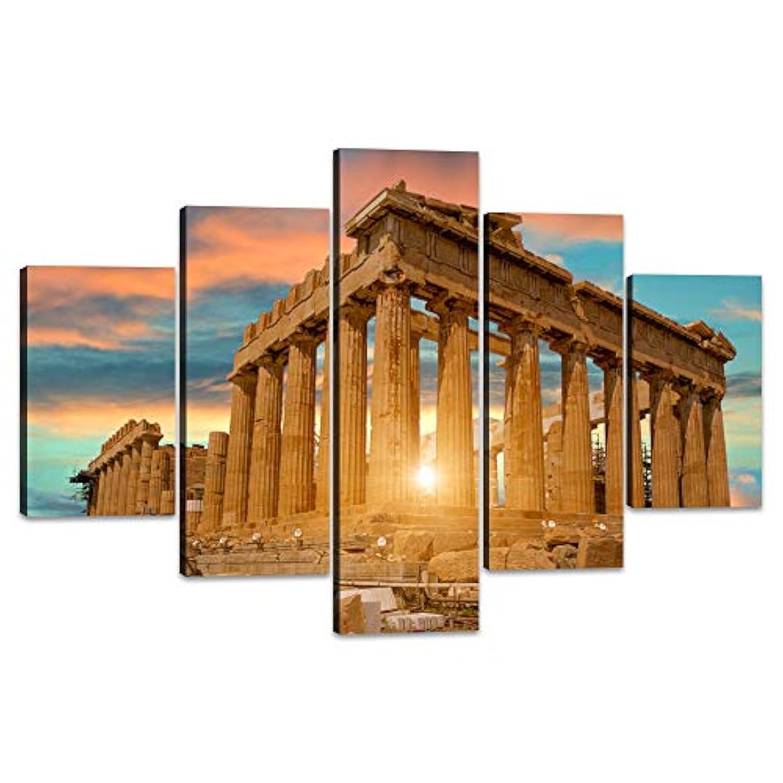 Yatsen cuadro decorativo lienzo Ciudad Pintura 5 piezas
