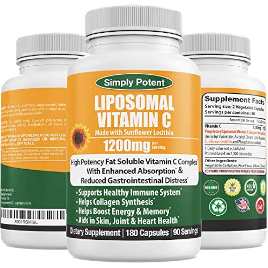 Vitamina Liposomal C 1200mg 180 Cápsula Alta dosis