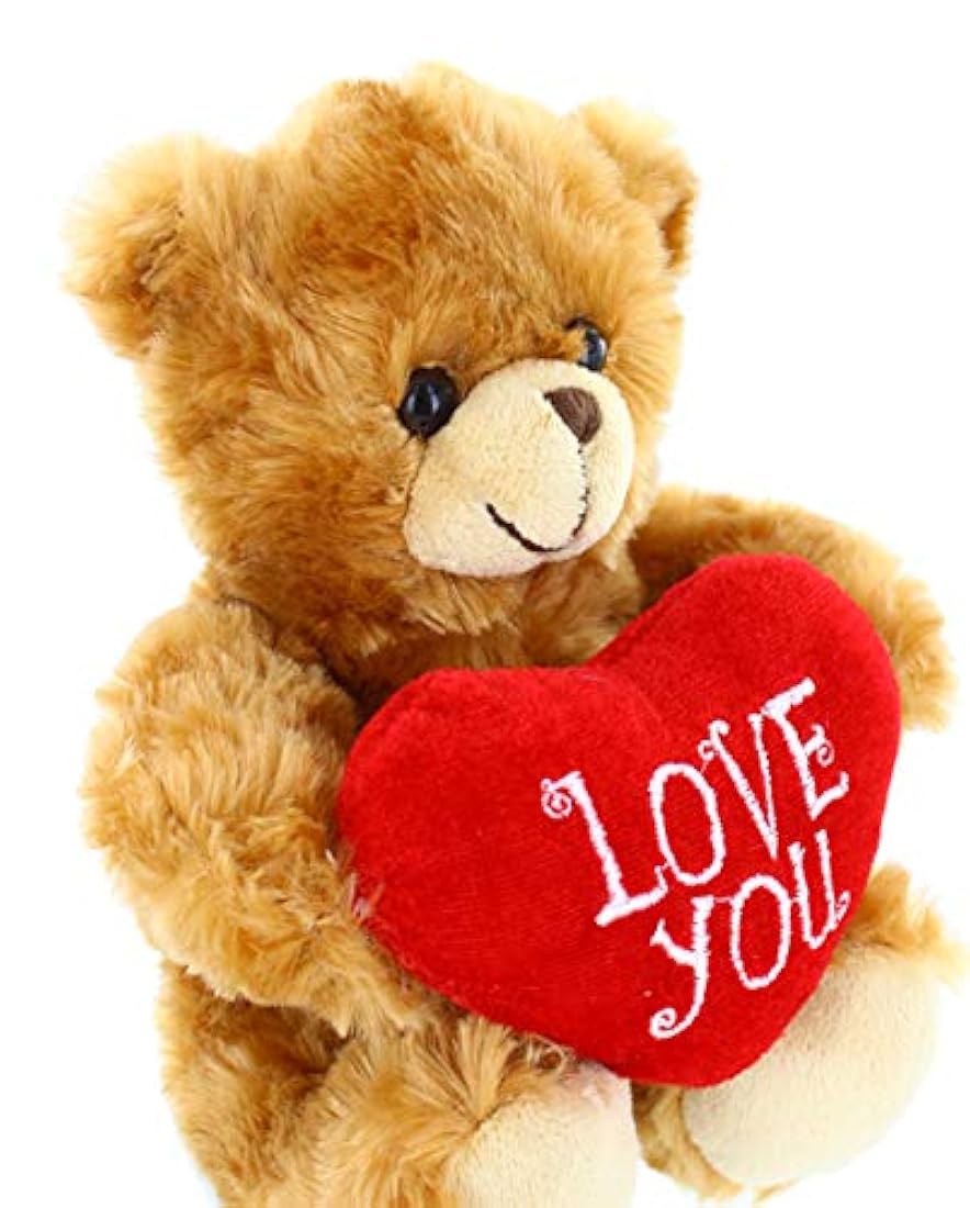 Peluche de Oso marrón con corazón rojo 6.0in, Made By Aliens