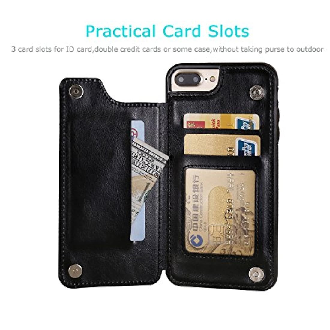OT ONETOP - Funda tipo cartera para iPhone plus 7/8