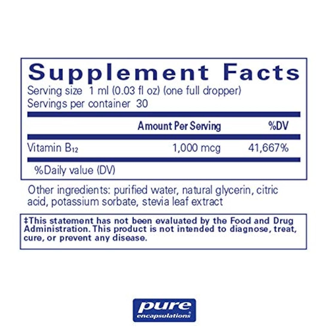 Líquido B12, Metilcobalamina Hipoalergénica líquida de Pure