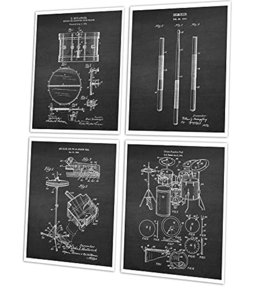 Juego de 4 pósteres de tambor sin marco, para regalo