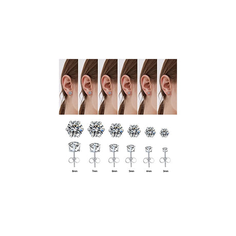 Aretes de acero inoxidable Juego de 6 pares