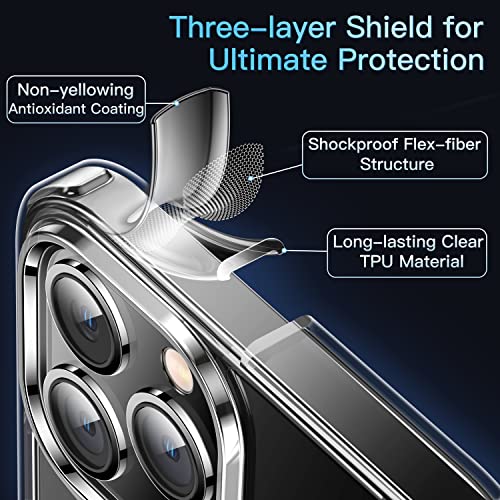 CASEKOO Funda transparente diseñada para iPhone 13 Pro, [no amarillea] [Protección militar contra caídas] Funda protectora a prueba de golpes de 6.1 pulgadas 2021 (transparente)