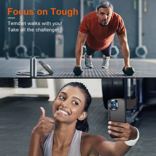 Funda resistente a prueba de golpes para iPhone 12/12 Pro, con [2 protectores de pantalla de vidrio + 2 protectores de lente de cámara, a prueba de polvo] [a prueba de caídas] [resistente y resistente protección de cuerpo completo] - Negro