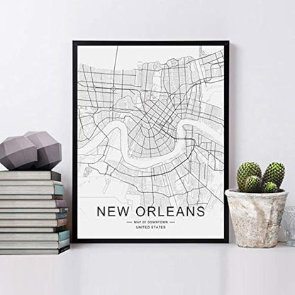 mapa de la ciudad de nueva orleans decorativo para pared