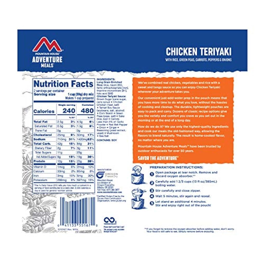 Mountain House Pollo Frito Arroz Mochila liofilizada