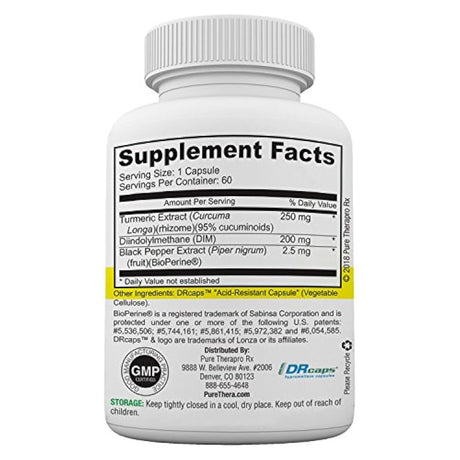 60 cápsulas veganas dim-200mg, curcumina-250mg