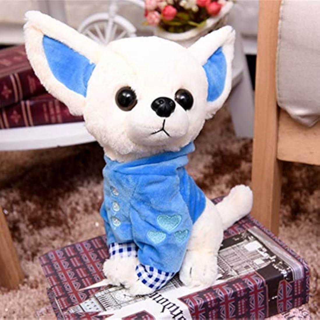 Peluche de perro Chihuahua color marrón-azul.Maple Park
