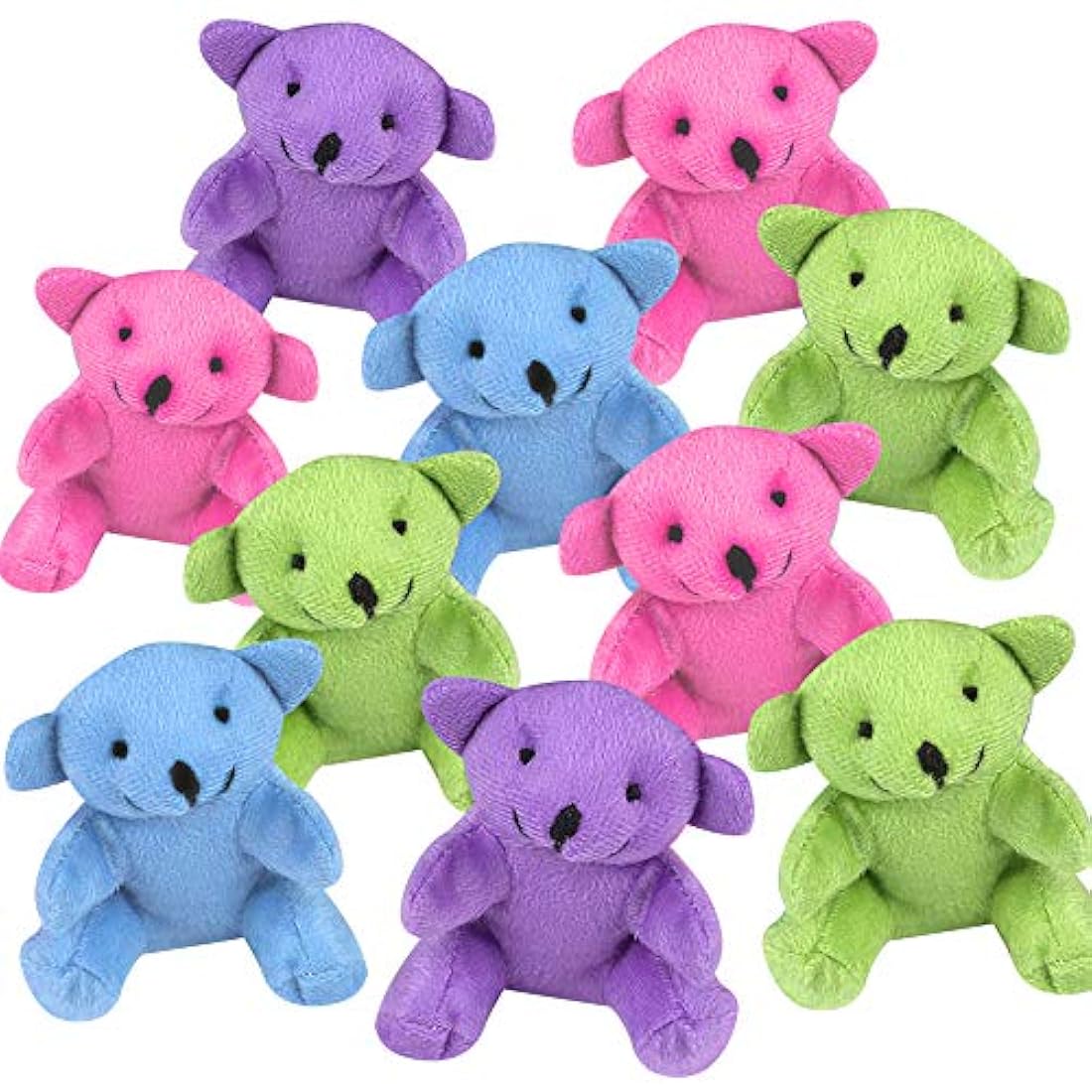 peluche de  oso color neón, juego de 12, mini animales