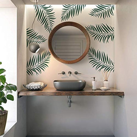 Plantilla de pared con patrón de hoja de palma