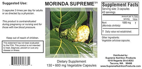 Supreme Nutrition Morinda Supreme, 130 Cápsulas Fruta Noni