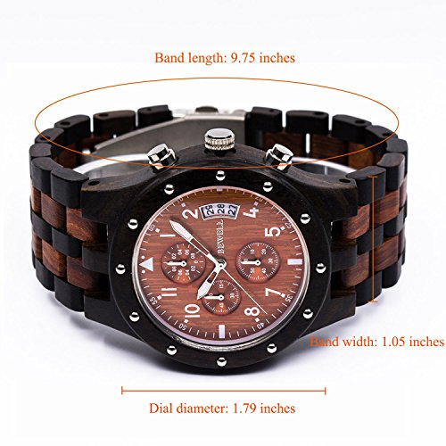Reloj de madera con fecha de movimiento analógico