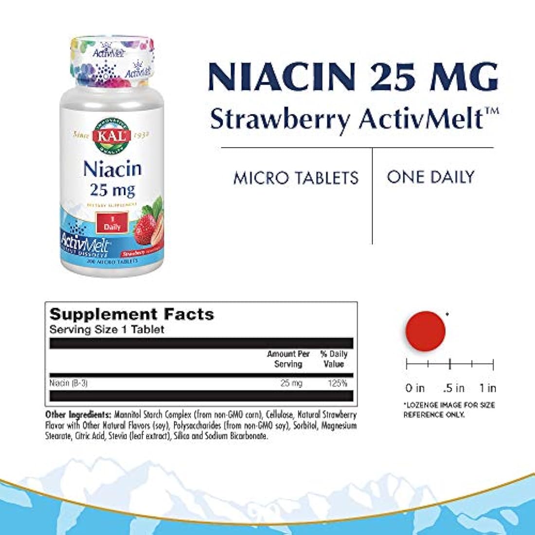 Niacina ActivMelt (25 mg Fresa) Kal 200 Losanje