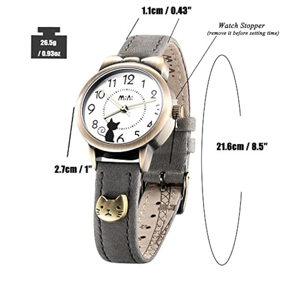 Reloj de pulsera de cuarzo correa de piel suave para niñas