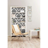 Papel tapiz adhesivo con diseño de Damasco negro(20.5x18ft)