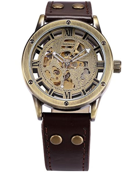 Reloj deportivo para hombre, diseño de esqueleto mecánico