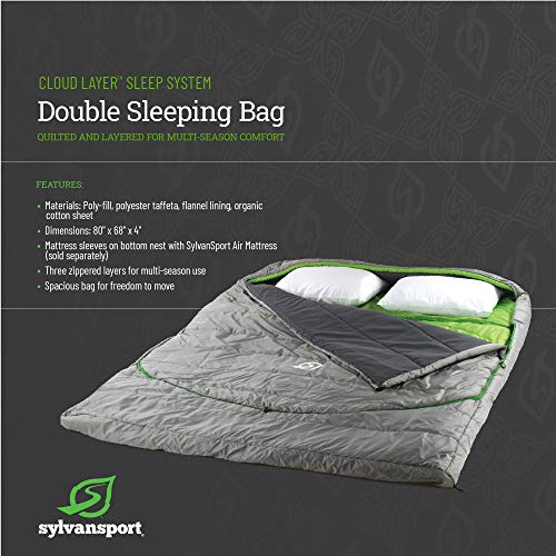 SylvanSport Saco de dormir con capa de nube, capas acolchadas adaptables que proporcionan comodidad y calidez en invierno y verano