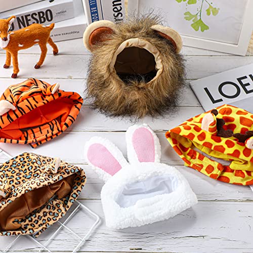 5 piezas de sombrero de gato adorable disfraz de conejo con orejas divertido sombrero de gato de melena para gatos y perros pequeños, gatito, cachorro, accesorio para fiesta de disfraces