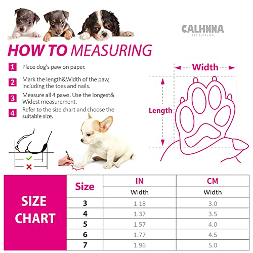 CALHNNA Zapatos para perros con pavimento caliente para cachorros, protectores de patas con suela antideslizante y correa reflectante, 4 unidades