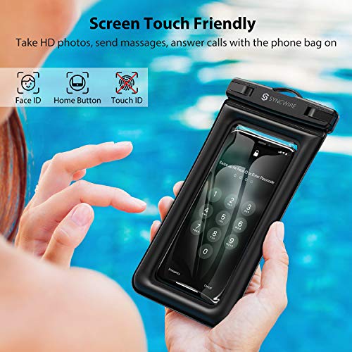Syncwire Funda impermeable para teléfono, paquete de 2 fundas impermeables IPX8 universales para iPhone 13, 12 Pro Max SE2, 11 Pro XR X 8, 7, 6s Plus, Galaxy S21 S10 Note 10 Google Pixel hasta 7 pulgadas