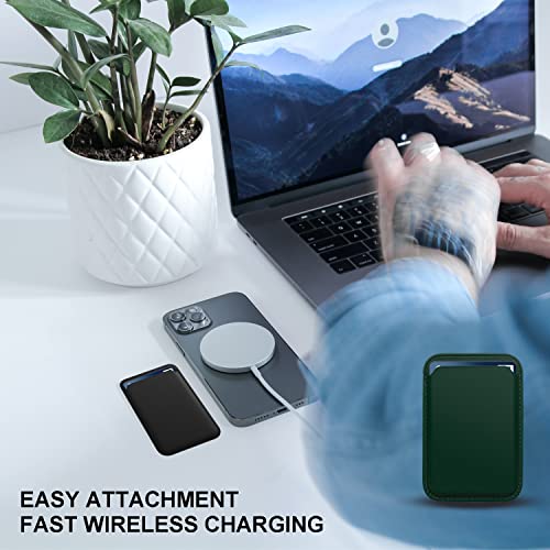 [Paquete de 2] Cartera magnética compatible con Apple iPhone 12 Pro Max/ 12 Pro/ 12/12 Mini/ 13 14 modelos, cartera de cuero para cartera MagSafe, cartera Mag Safe para iPhone Wallet, cartera Mag Safewallet Blackgreen