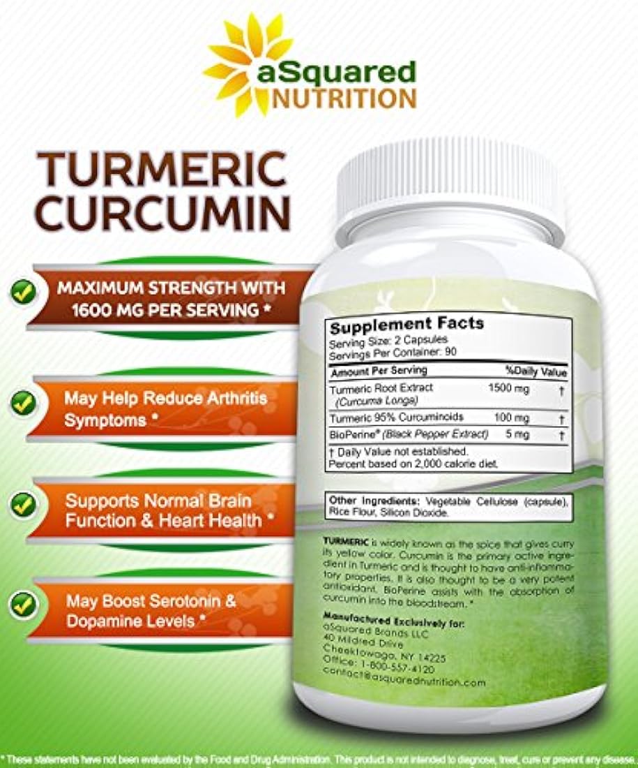 Curcumina de cúrcuma pura 1600mg con extracto de pimienta