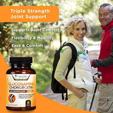 Glucosamina con suplemento de condroitina cúrcuma MSM, triple fuerza estandarizada 1500 mg con boswellia y bromelina, fabricado en Estados Unidos, para un apoyo y comodidad saludables en las articulaciones, 60 cápsulas