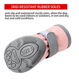 QUMY - Botas para perros pequeños y cachorros, impermeables, para la nieve del invierno, con franja reflectante, suaves y cómodas, con suela de goma antideslizante, color rosa, 4 unidades