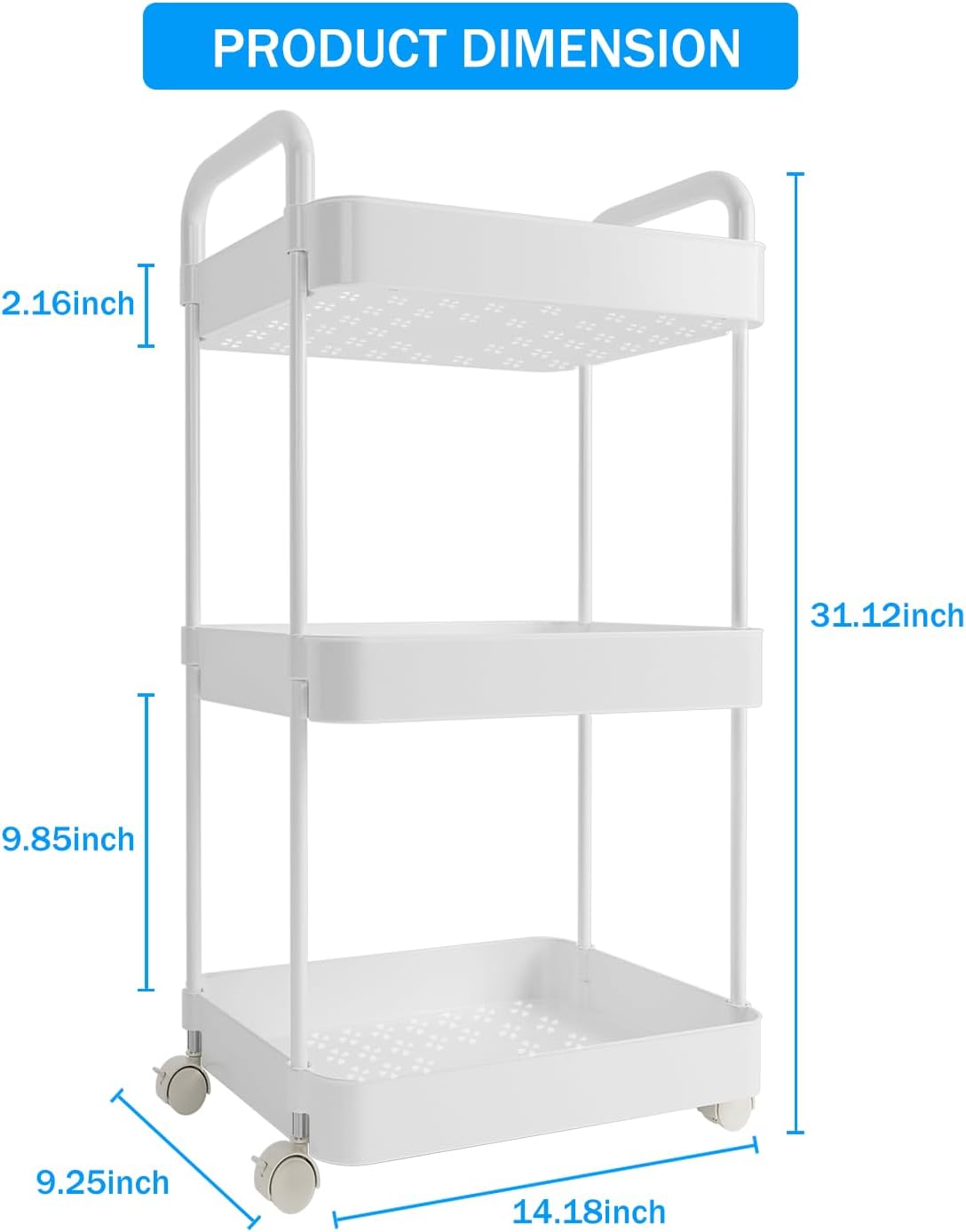 Organizador de Pañales 3 Niveles con Ruedas - Caddy Móvil