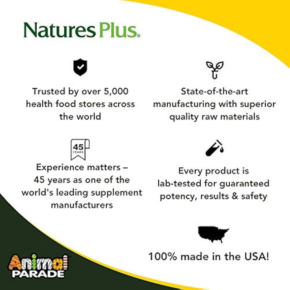 Natures Plus - 90 Masticables Animal Parade MagKidz – Libre de azúcar, 1, 90