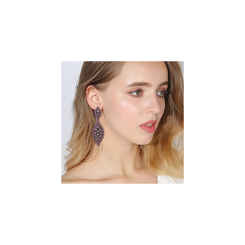 Aretes Flyonce colgantes de 2 hojas con cristales para mujer
