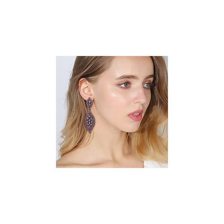 Aretes Flyonce colgantes de 2 hojas con cristales para mujer