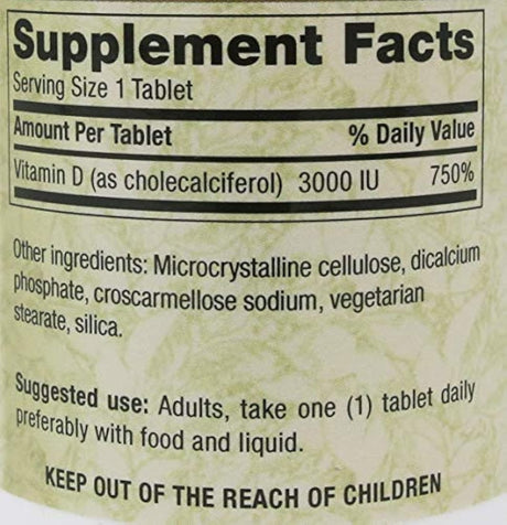 Vitamina D3 3000 UI 250 pestañas kosher
