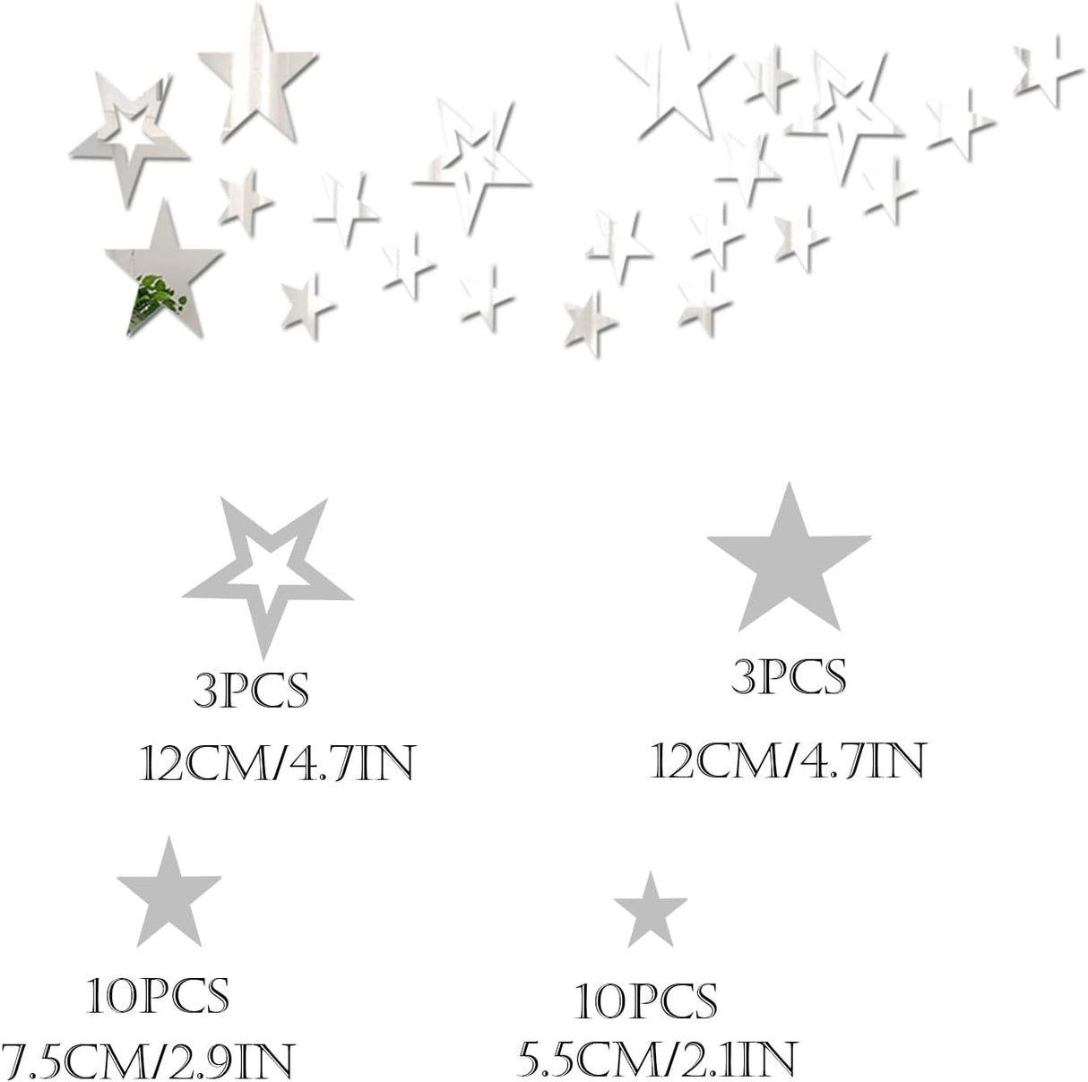 Pegatinas de Estrellas Acrílicas para Pared, 26 Pcs, Decoración