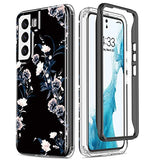 ESDOT Funda para Samsung Galaxy S22, grado militar, prueba de caídas de 21 pies, funda resistente con diseños de moda para mujeres y niñas, funda protectora para Galaxy S22 de 6.1 pulgadas, flores blancas y moradas