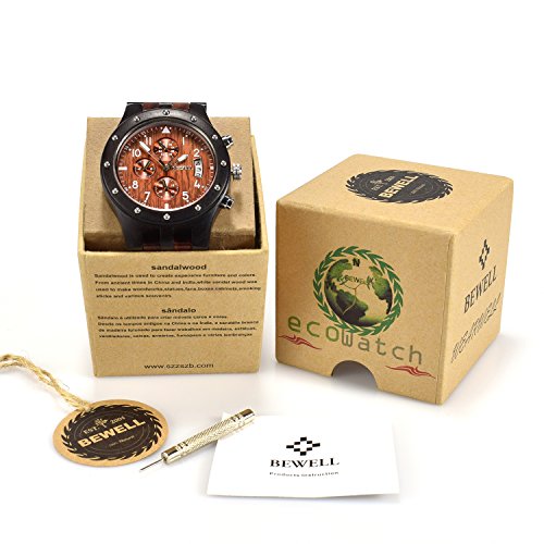 Reloj de madera con fecha de movimiento analógico
