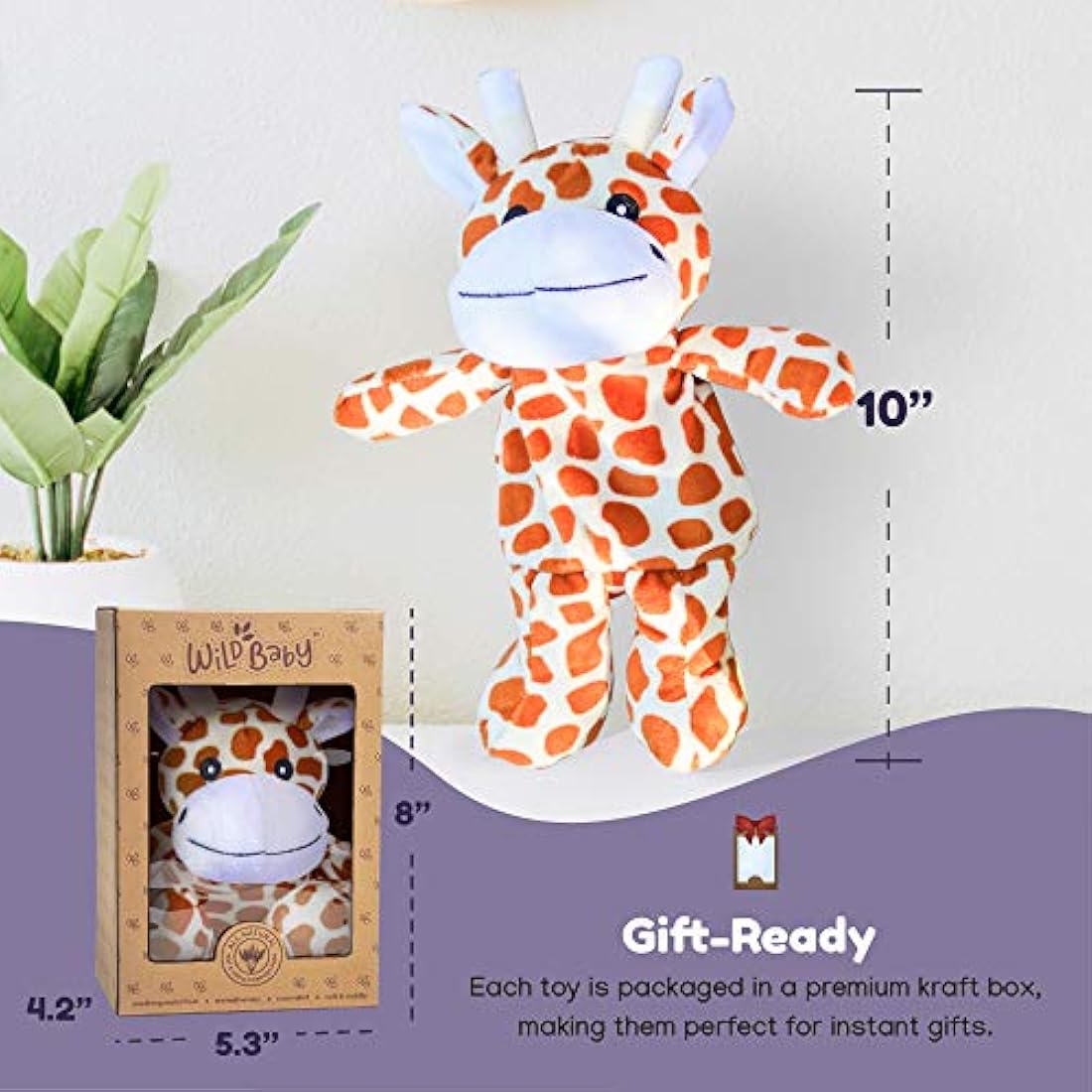 Peluche de Jirafa color blanco y marrón 10in. Wild Baby